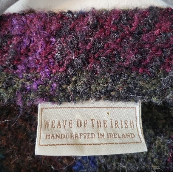 Green and Purple Plaid Wool Cardigan Coat - Picture 3 of 3